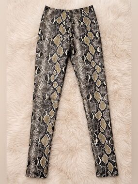 Commando Faux Leather Snake Print Leggings S High Rise Tummy Control NWOT